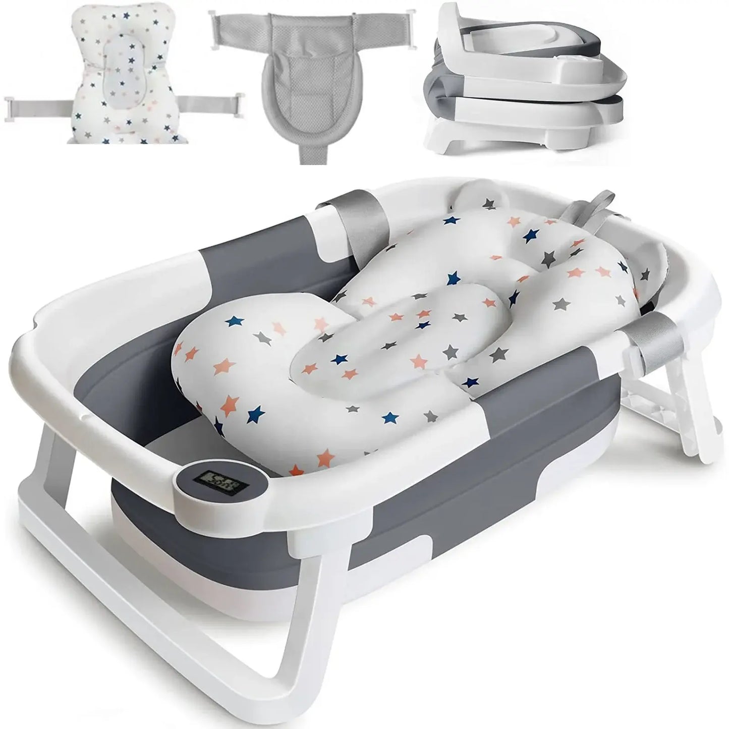 Bañera plegable para bebé con medidor de temperatura