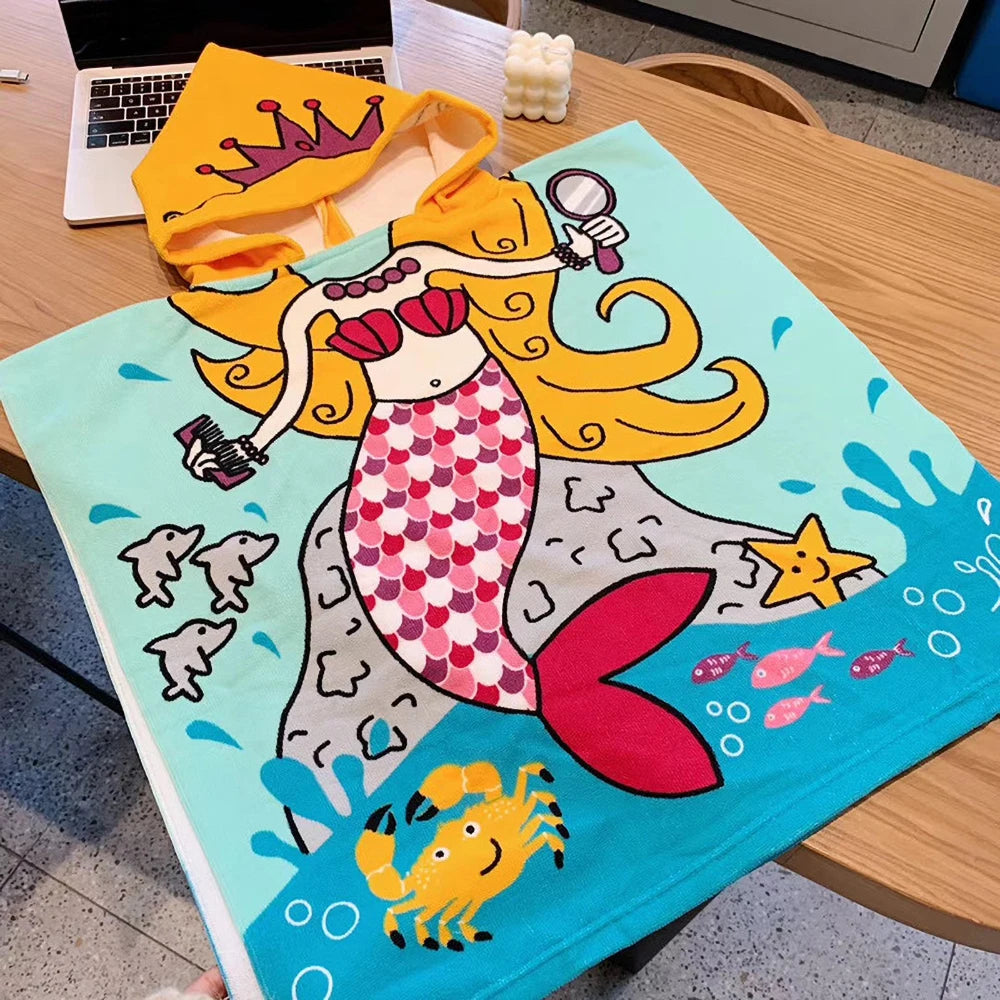 Toalla de playa con capucha para niños