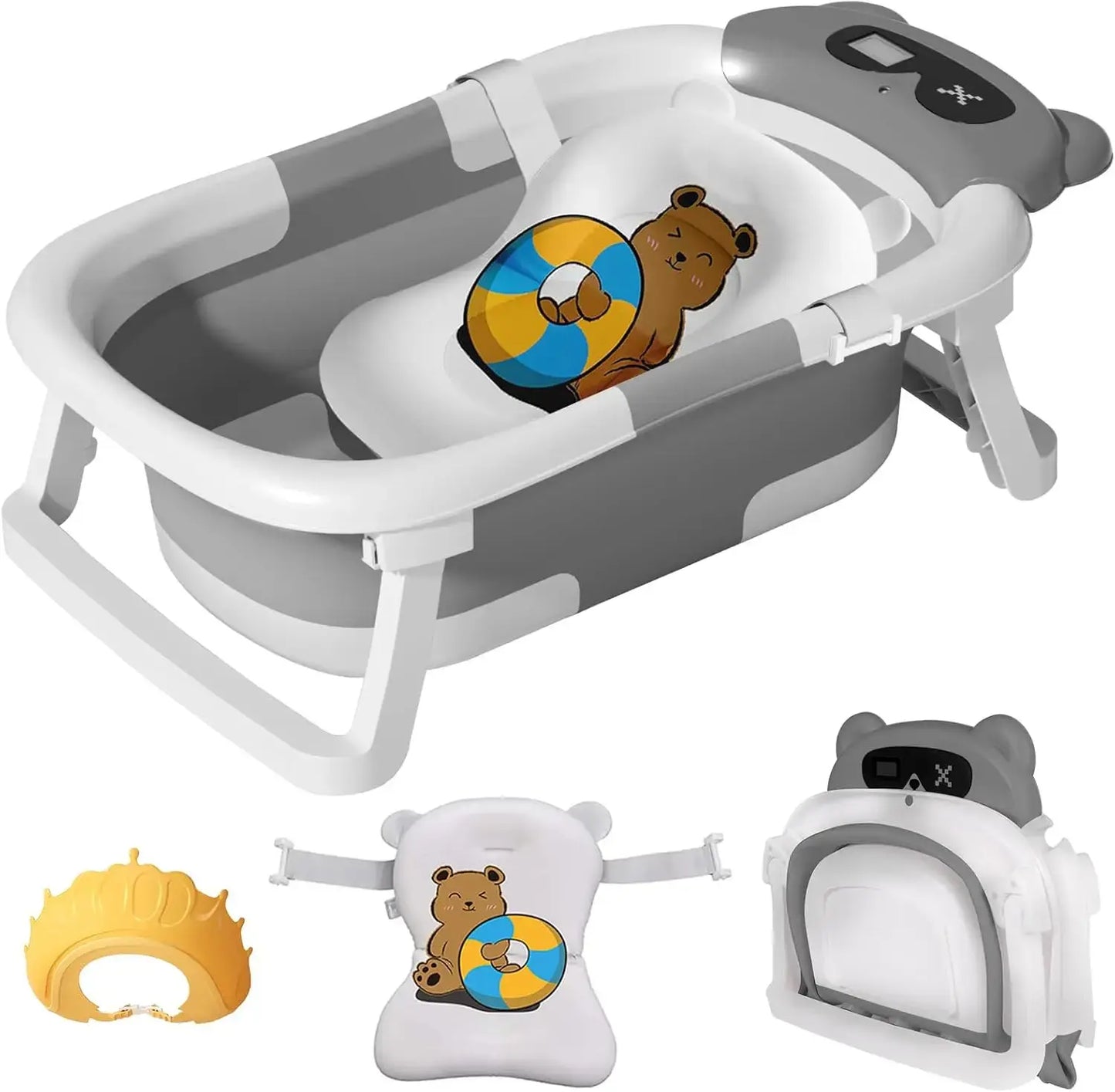 Bañera plegable para bebé con medidor de temperatura