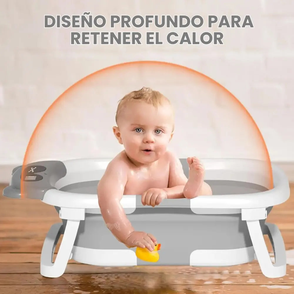 Bañera plegable para bebé con medidor de temperatura