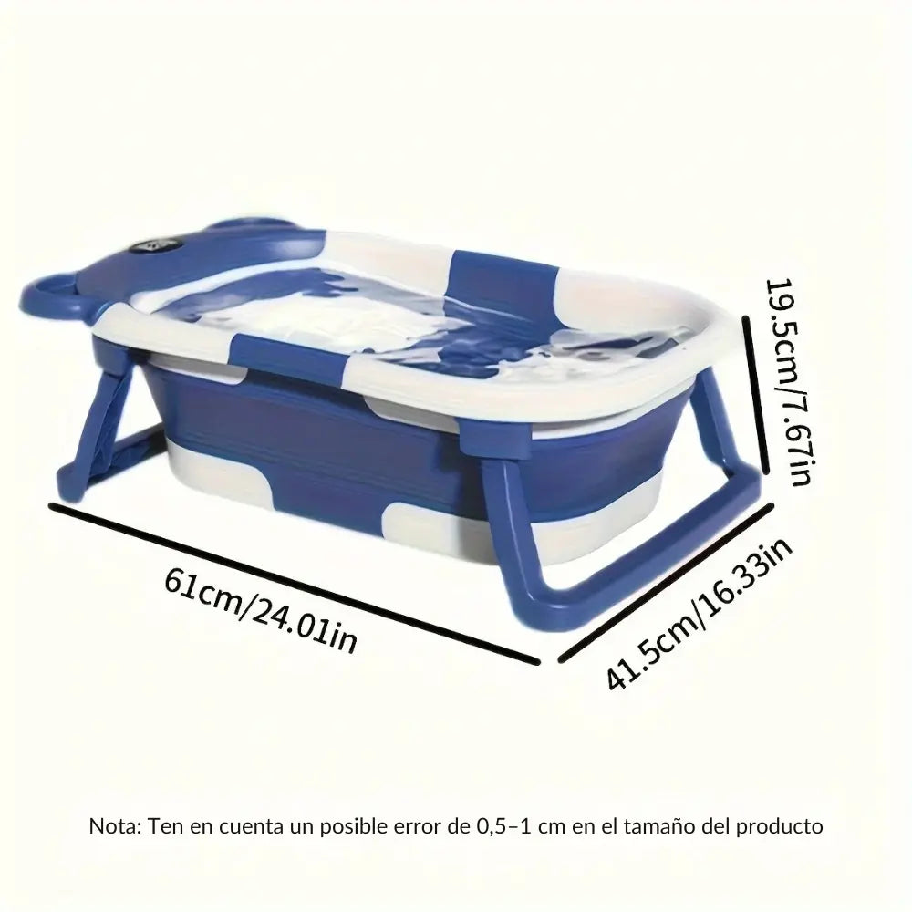 Bañera plegable para bebé con termómetro y cojín