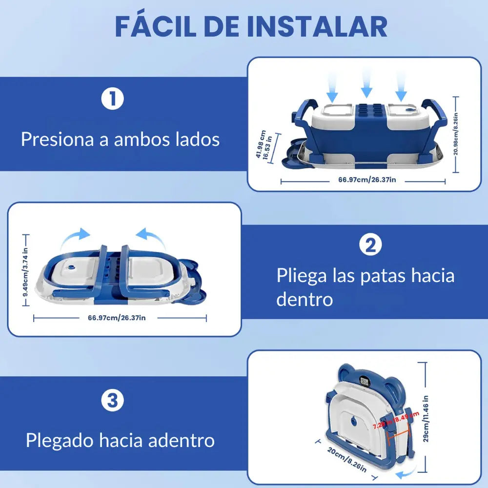 Bañera plegable para bebé con termómetro y cojín