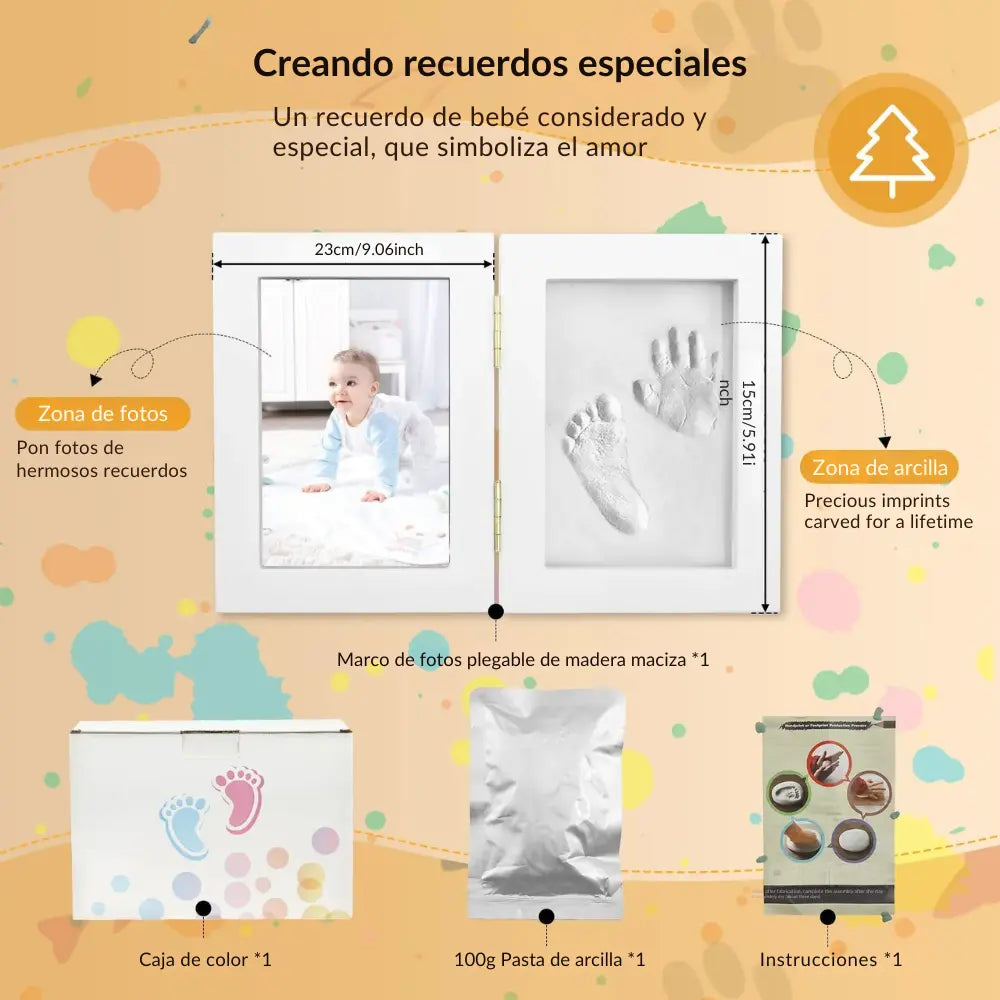 Marco de fotos para huellas y manos de bebé