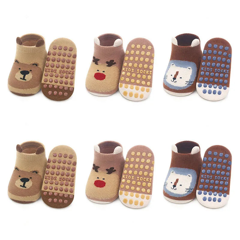 Calcetines antideslizantes infantiles con dibujos (pack de 6 pares)