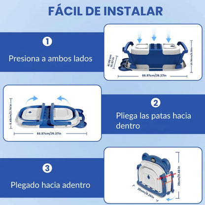 Bañera plegable para bebé con termómetro y cojín