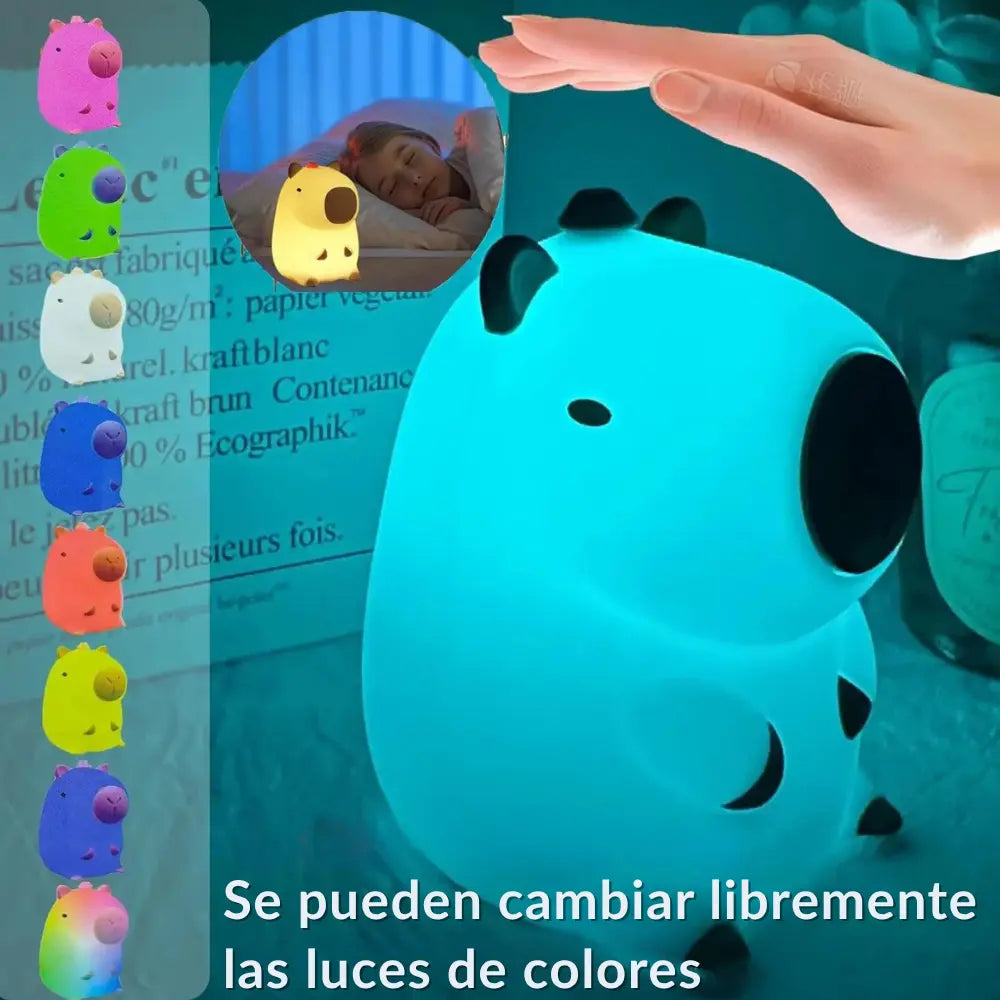Luz nocturna LED de silicona con forma de capibara
