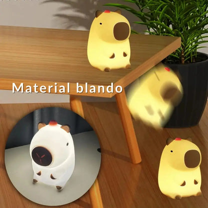 Luz nocturna LED de silicona con forma de capibara