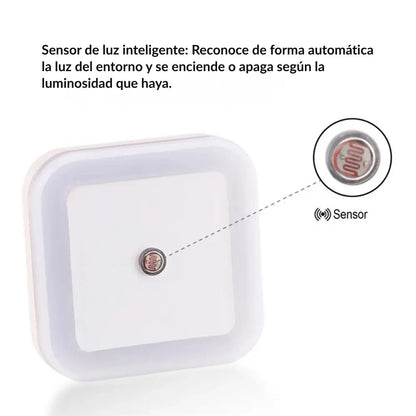 Luz nocturna LED con sensor de luz y enchufe