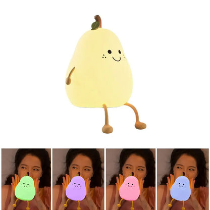 Luz nocturna LED de silicona con forma de pera