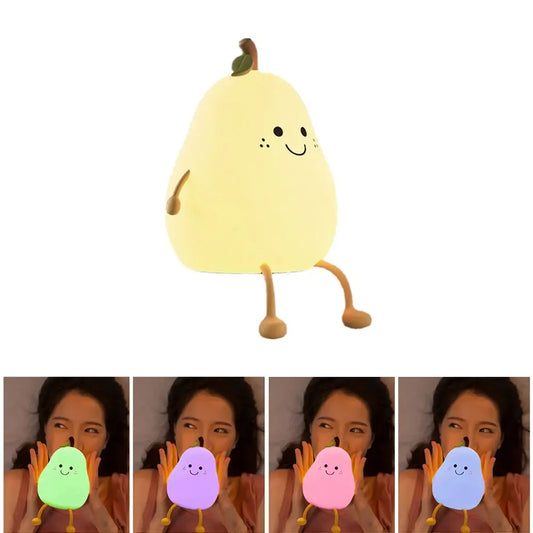 Luz nocturna LED de silicona con forma de pera