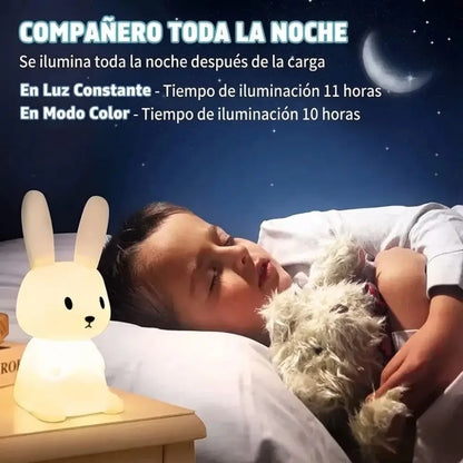 Luz nocturna LED de silicona con forma de conejo