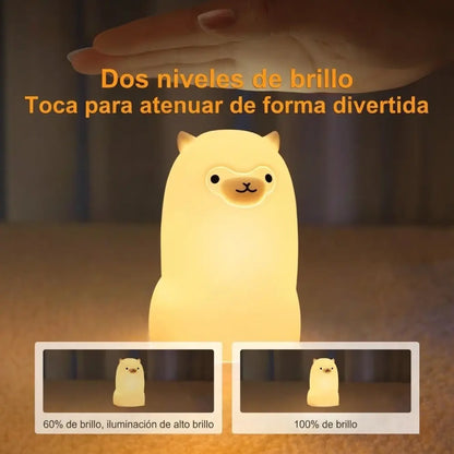 Luz nocturna LED de silicona con forma de alpaca