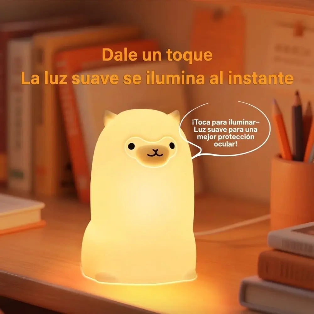 Luz nocturna LED de silicona con forma de alpaca