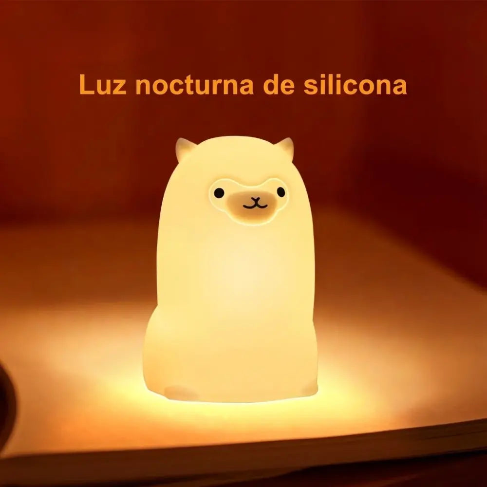 Luz nocturna LED de silicona con forma de alpaca